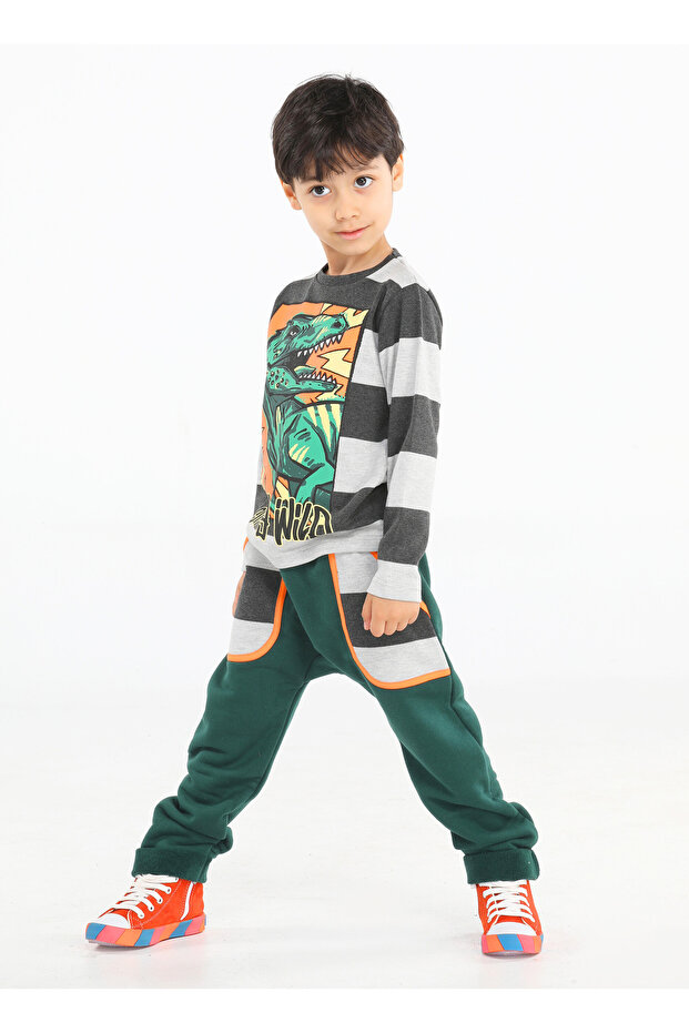 T-rex pocket baggy pants + sweatshirt set