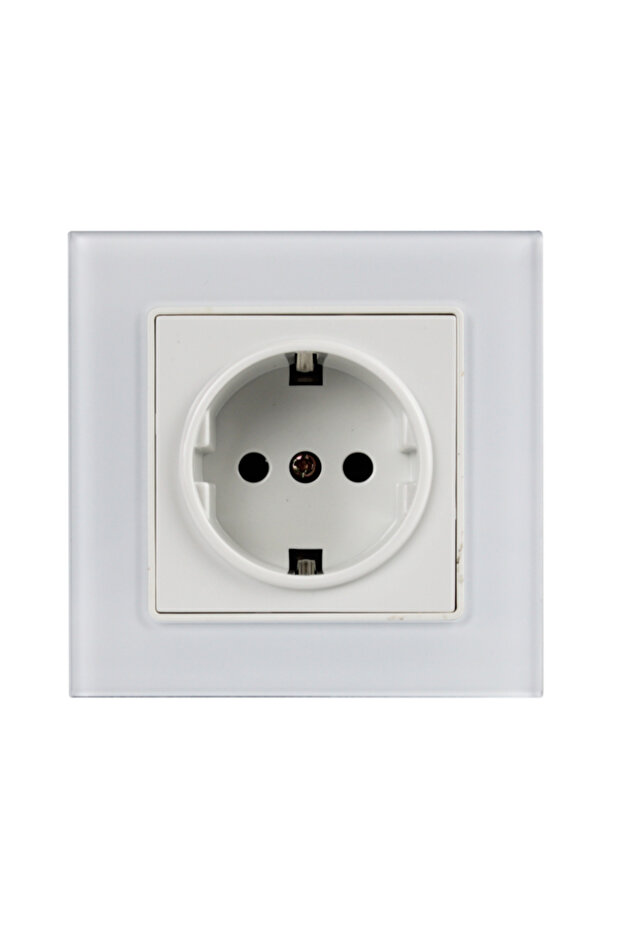 Single Socket with Tempered Glass Frame, white - 3
