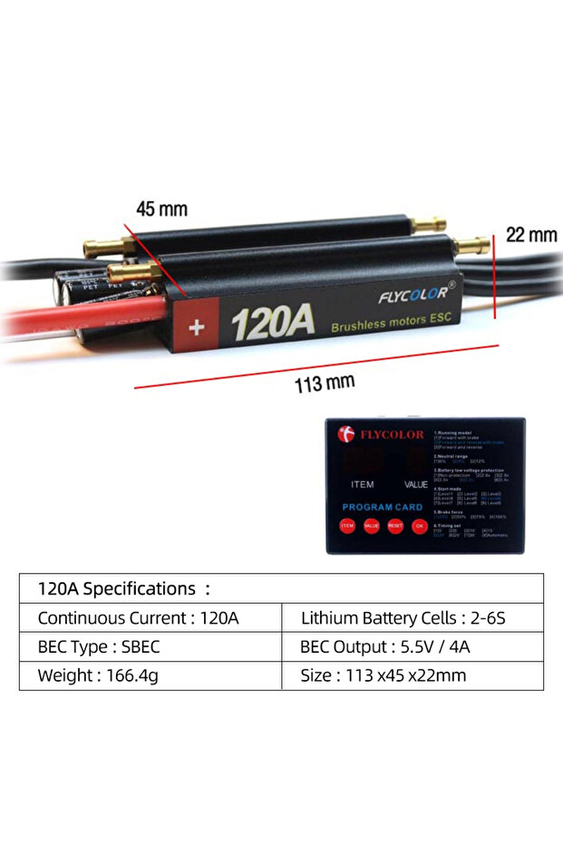 CLS-120A-Card FlyColor 30A 50A 70A 90A 120A RC BOAT ESC Waterproof 2-6S Lipo Brushless Speed Contro