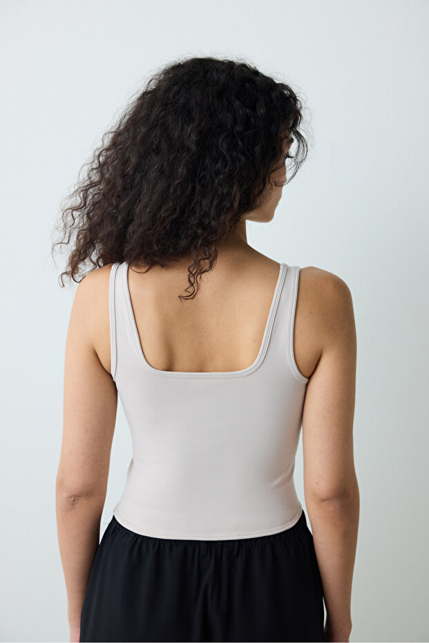 Corset Look Seamless Bej Üst - 5