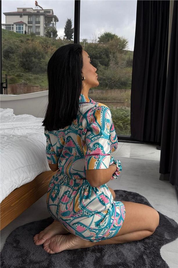 Stagione Estiva Saten Kısa Pijama Takımı CSE3009 - 4