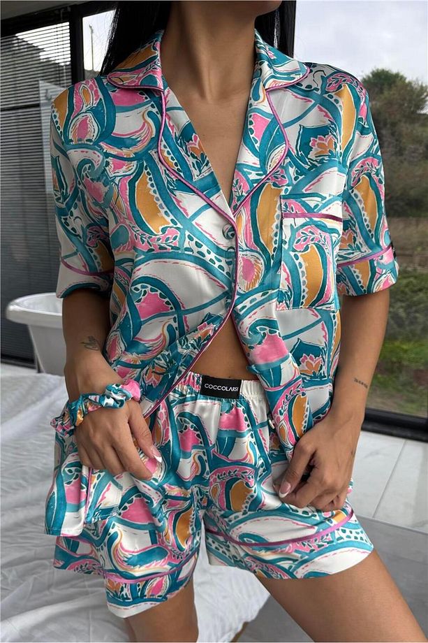 Stagione Estiva Saten Kısa Pijama Takımı CSE3009 - 1