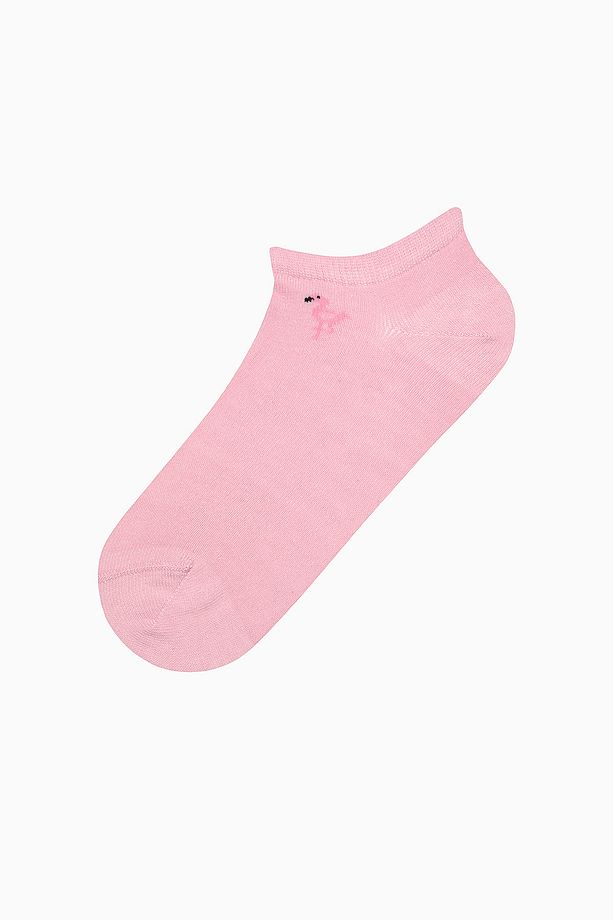 3 Çift Pamuklu Mini Flamingo Desenli Burun Dikişsiz Patik Çorap - 2