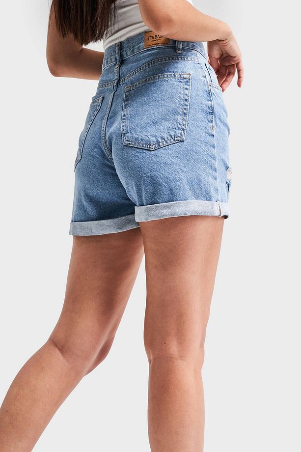 Yırtık Model Yüksek Bel Kot Rengi Jean - 5