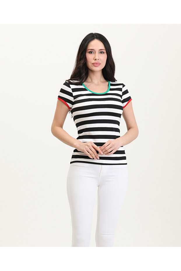 طاقم الرقبة مخطط الجسم الأساسي بأكمام قصيرة - 3