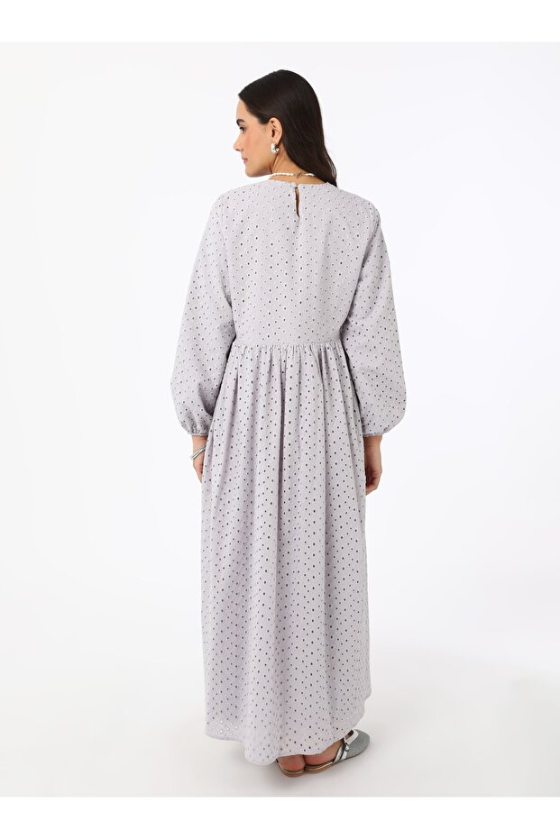 Brode Tesettür Elbise - Lila - Refka - 6