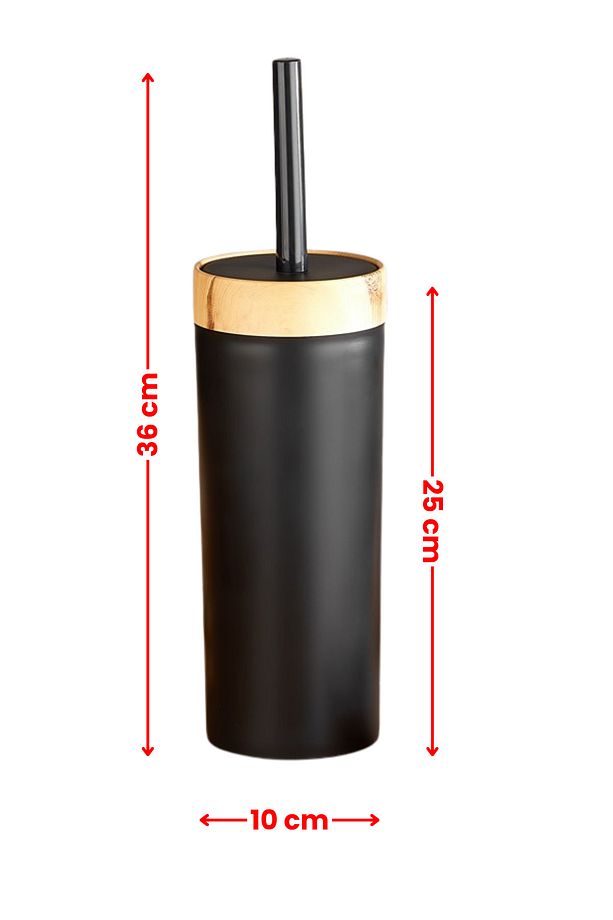 Bambu Desen WC Klozet Fırçası Plastik, Tuvalet Banyo WC Temizleme Fırçası Siyah - 2