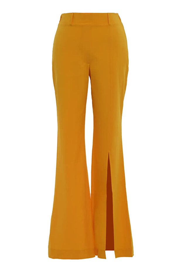 Sarı polyester uzun pantolon - 1