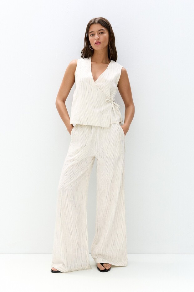 Çizgili rustik kruvaze top - 2