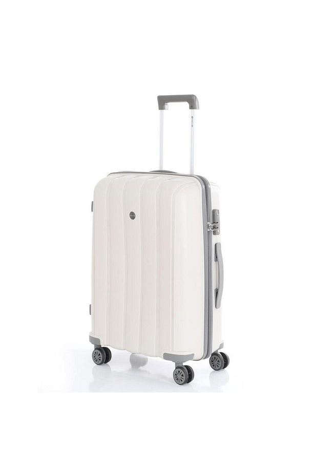 Bavul Orta ve Kabin 2li Set Kırılmaz Silikon Valiz V305 Kemik/Gri - 2