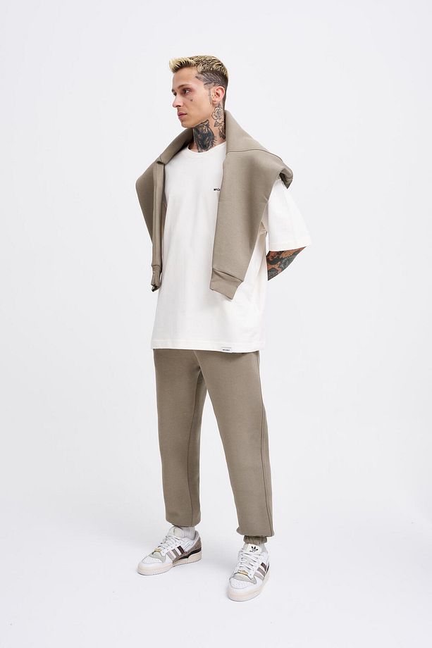 Erkek Relaxed Jogger Basic Eşofman Altı Khakı - 5