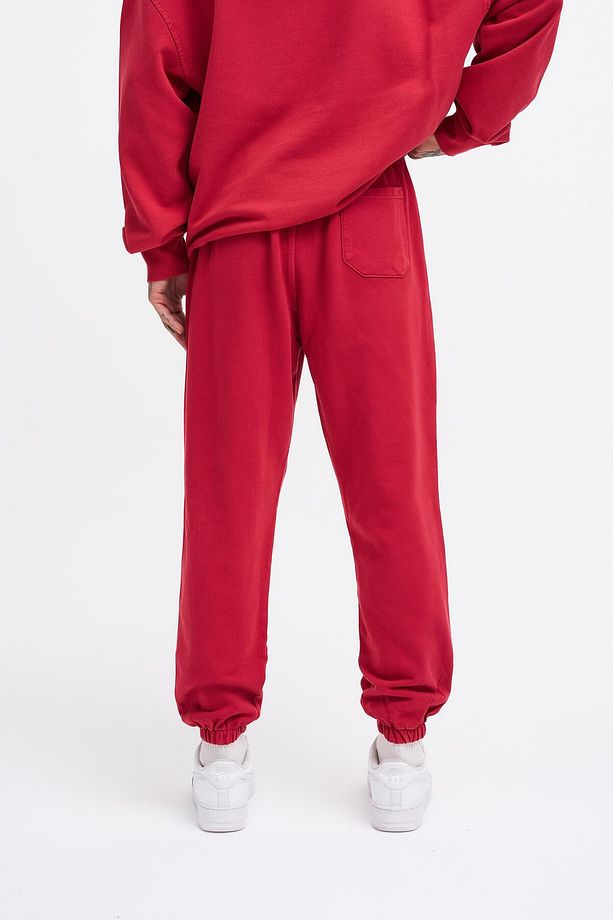 Erkek Yıkamalı Basic Jogger Kırmızı Eşofman Altı - 4