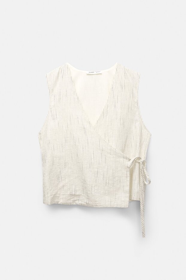 Çizgili rustik kruvaze top - 6