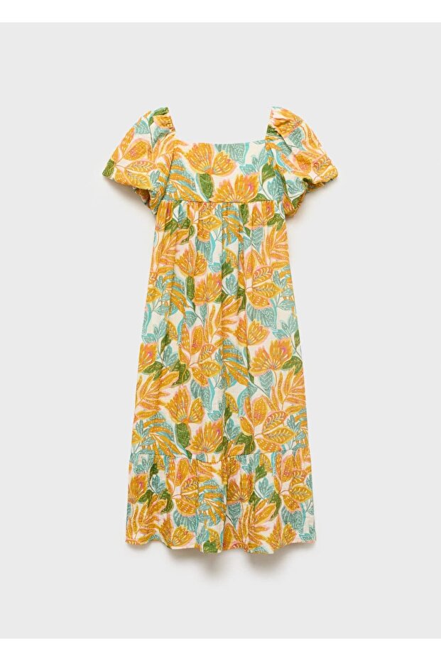 Yaprak baskılı elbise - 2