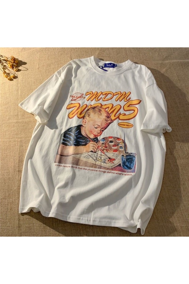 Oversize Cut Short Sleeve Printed T-Shirt
