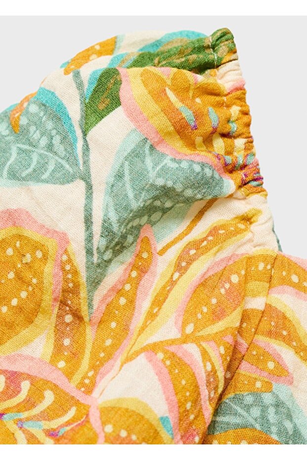 Yaprak baskılı elbise - 5