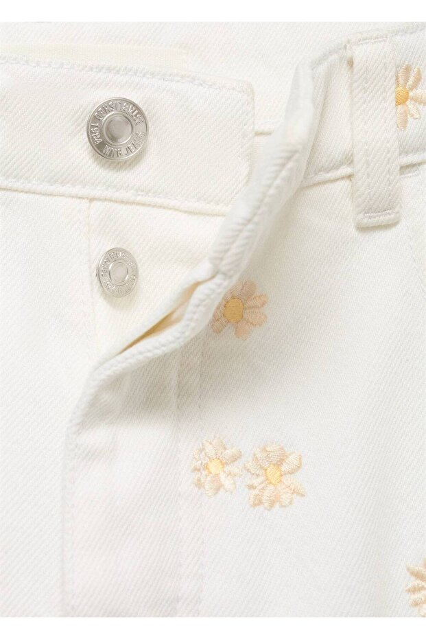 Wideleg çiçek işlemeli jean - 8