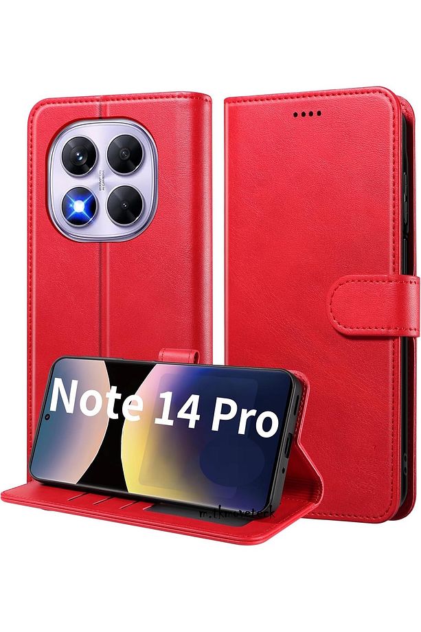 Xiaomi Redmi Note 14 Pro 4G Kılıf 360 Tam Kaplar Deri Dokulu Kapaklı Cüzdan Stand Kartvizitli Kapak - 1