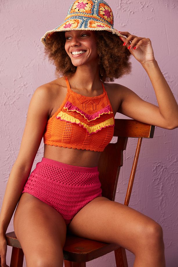 Pembe Pia Triko Şort Bikini Altı - 1