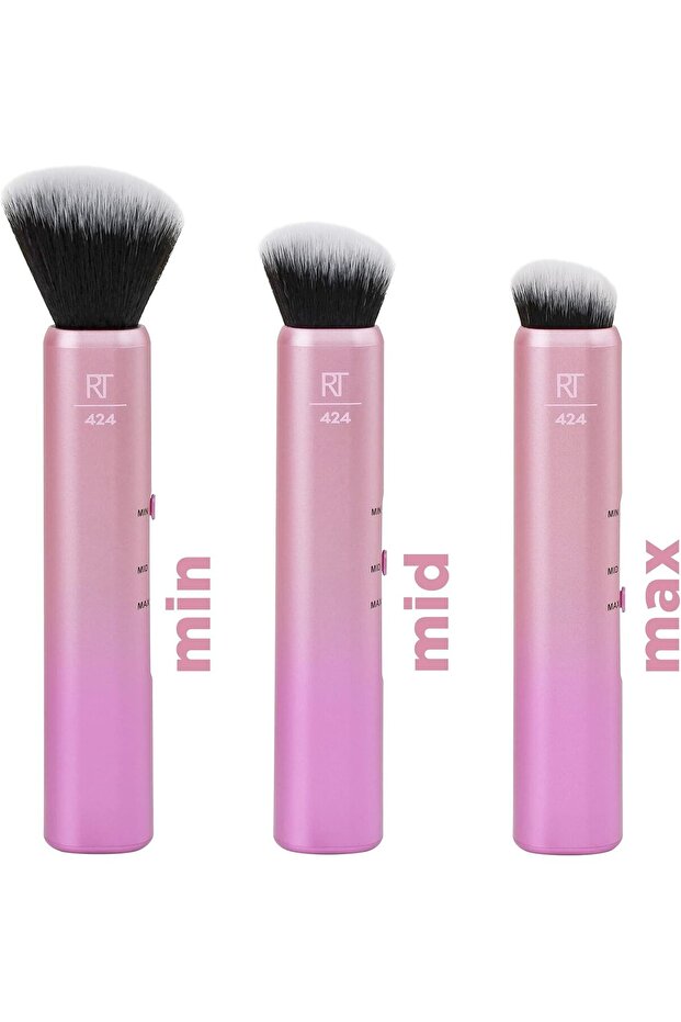 Real Techniques Custom Contour 3-in-1 Brush, Slide For Bronzer and Contour, 3 Settings Sheer, Medium - 2