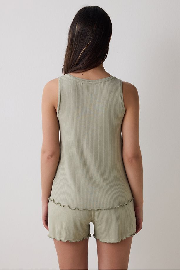 Bloom Solid Haki Şort Pijama Altı - 5