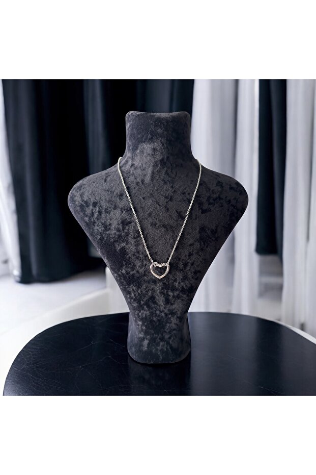 Silver Color Women's Heart Necklace