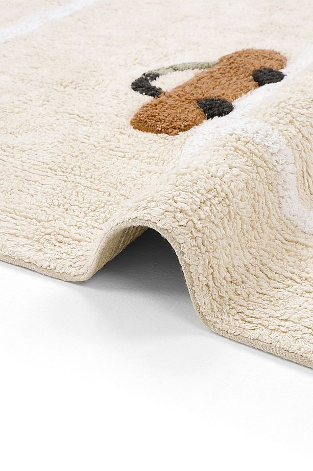 Cool Cotton Araba Yolu Krem Bebek Halısı Makinede Yıkanabilir Kaymaz Taban Yumuşak Doku Çocuk Halısı - 6
