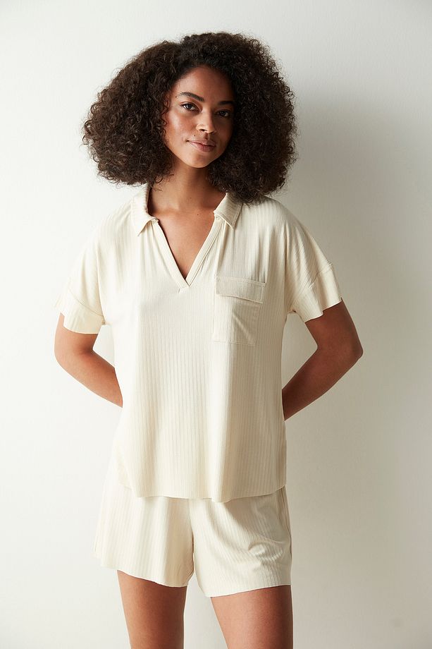 Naomi Bej Şort Pijama Altı - 2