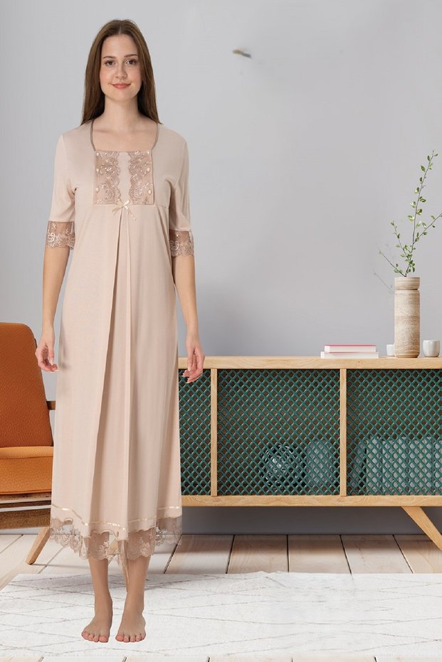 Effortt Maternity Lace Detailed Nightgown 6033