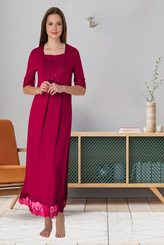 Effortt Maternity Lace Detailed Nightgown 6033