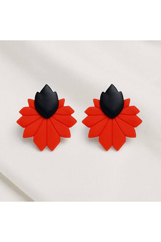 Special Design, Handmade Polymer Clay Nordic Red Ultra Light Handmade Handmade Earrings