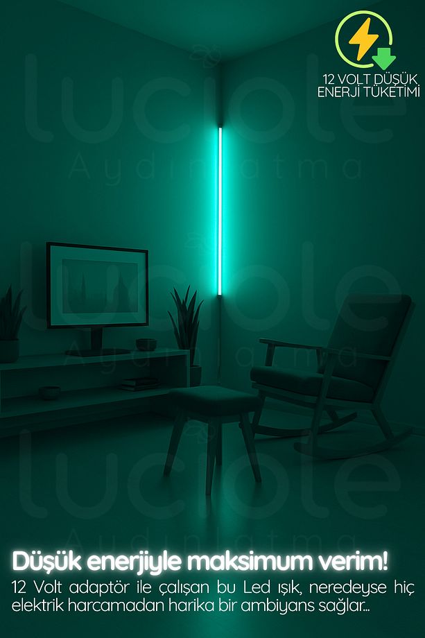 Led Abajur Aplik Gece Lambası Rgb Lambader 16 Renkli Uzaktan Kumandalı Işık 4 Animasyonlu Luciled1 - 7