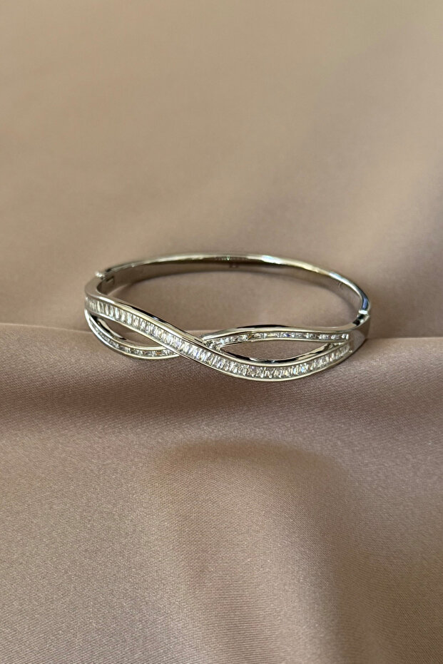 Infinity Handcuff Bracelet with Stones