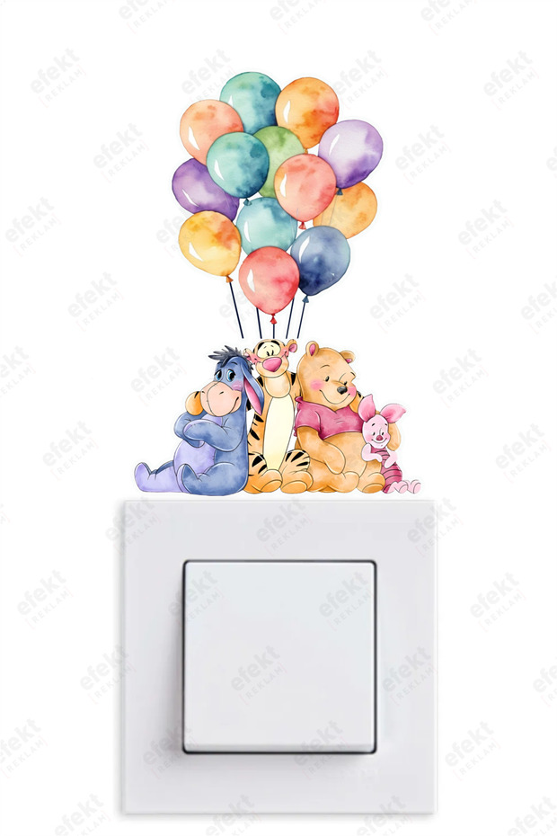 Colorful Balloon Teddy Bear and Friends Socket Sticker