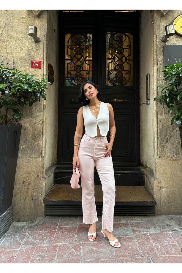 MARKA MODEL BOYFİT YIKAMALI SARI PANTALON - 3