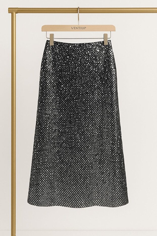 Antrasıt 85 Cm Payet Etek - 4