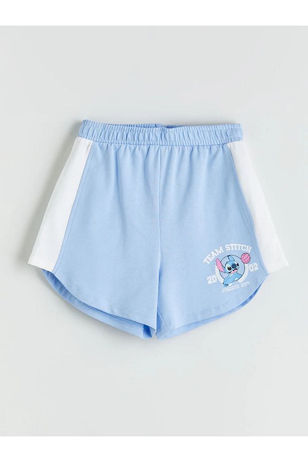 LCW Kids Ekru Bisiklet Yaka Stitch Baskılı Kız Çocuk Tişört ve Şort - 3