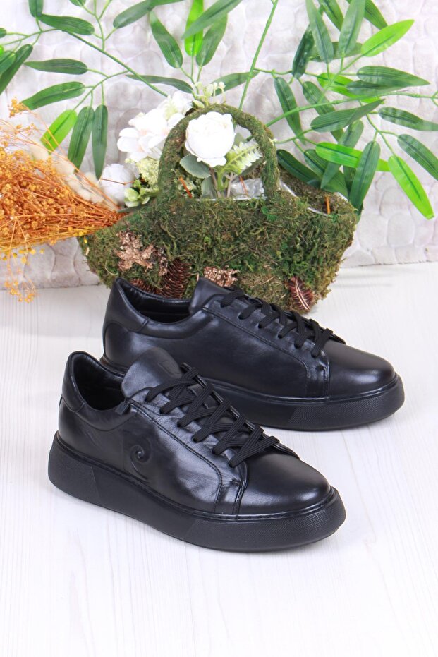 1362002 Black Original Product Inside and Outside Genuine Leather Sneaker Men's Shoes