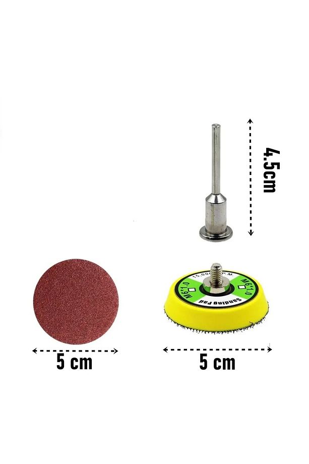 Pimli Mini Cırt Zımpara Taban Seti Gravür Ve Matkap Uyumlu 5 cm 60 Adet Zımparalı Set 721757 - 3