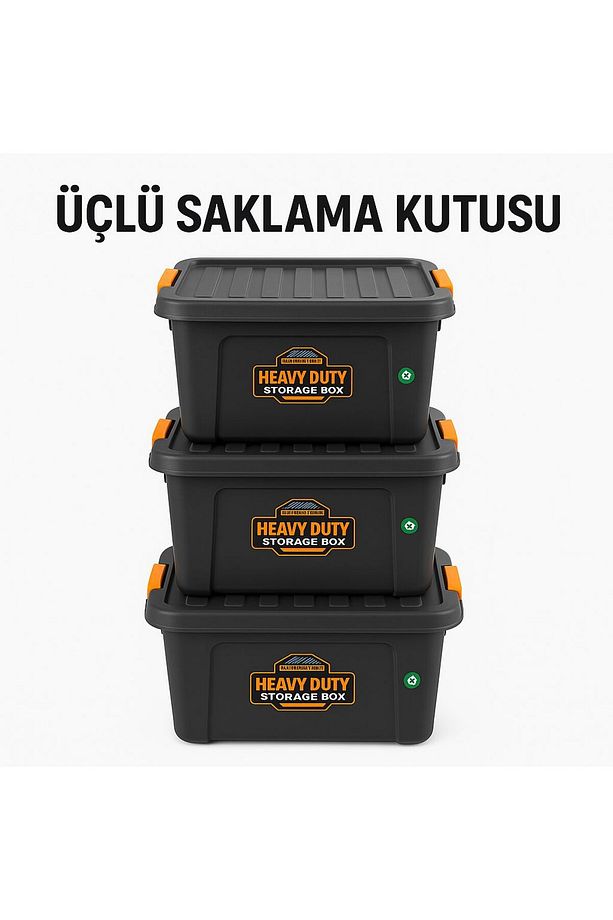 Araç Bagaj ve Dolap İçin 3’lü Saklama Kutusu |Pratik ve Kapaklı Organizer Setler - 1