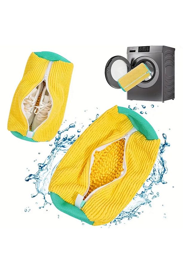 Çift Ayakkabı Için Yıkama Torbası, Sarı Renk - 6