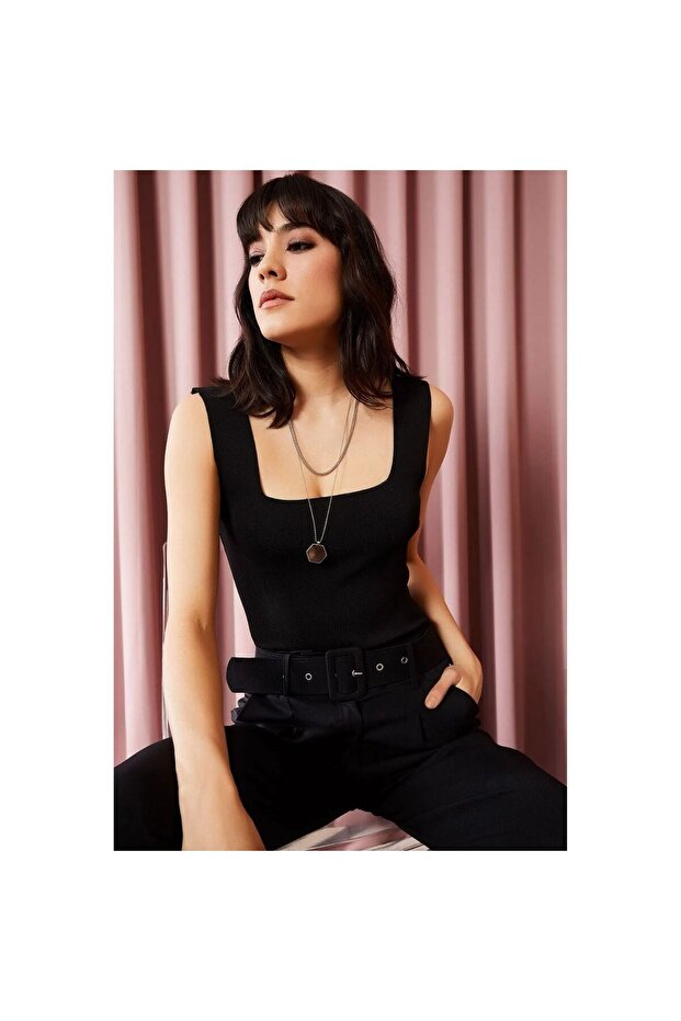 Kalın Askılı Basic Kadın Tişört - 1