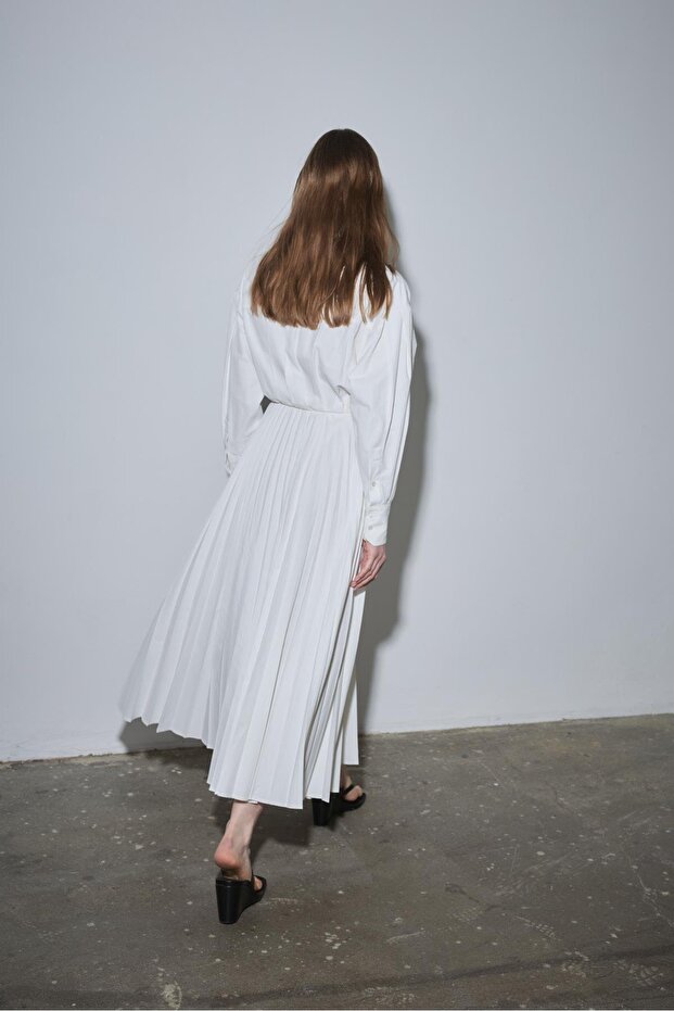 Beyaz Celia Anvelop Elbise - 3