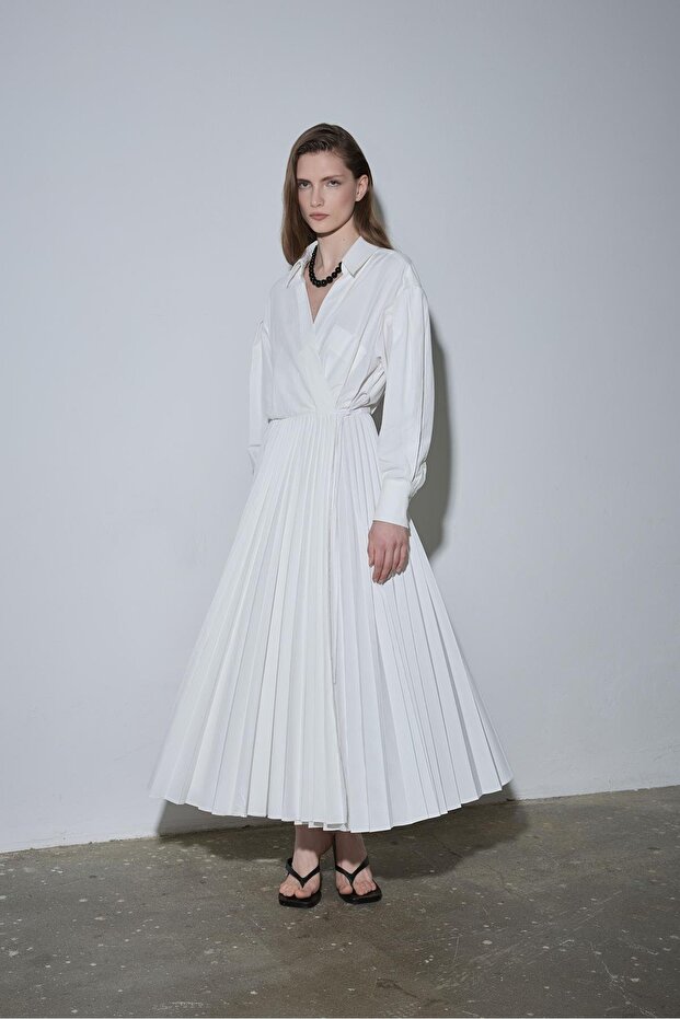 Beyaz Celia Anvelop Elbise - 2