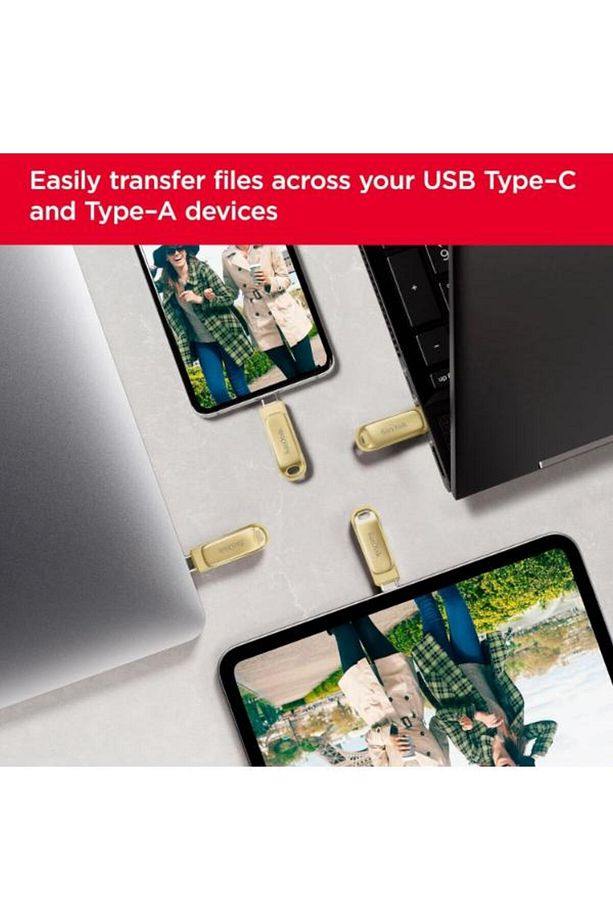 Ultra Dual Drive Luxe 128GB Type-C USB 3.2 Flash Bellek Gold SDDDC4-128G-G46GD - 5
