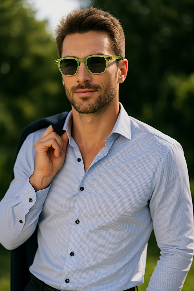 Brand Polarized Uv400 Protection Green Men's Sunglasses – Wayfarer Design