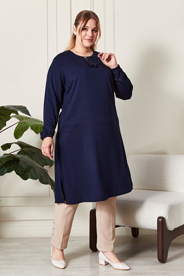 Plus Size Women's Hijab Tunic - String Design - 7