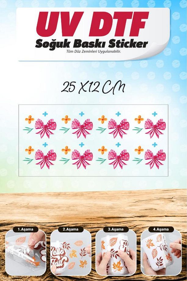 Desenli Bardak Sarma Transfer Etiketi Kabartma Sticker Çıkartma Suya Dayanıklı-T1260- - 3