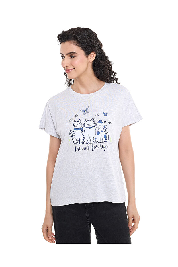 Printed Sleep T-Shirt with Short Sleeves