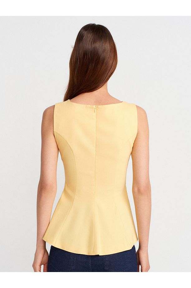 50281 Peplum Top-Sarı - 2